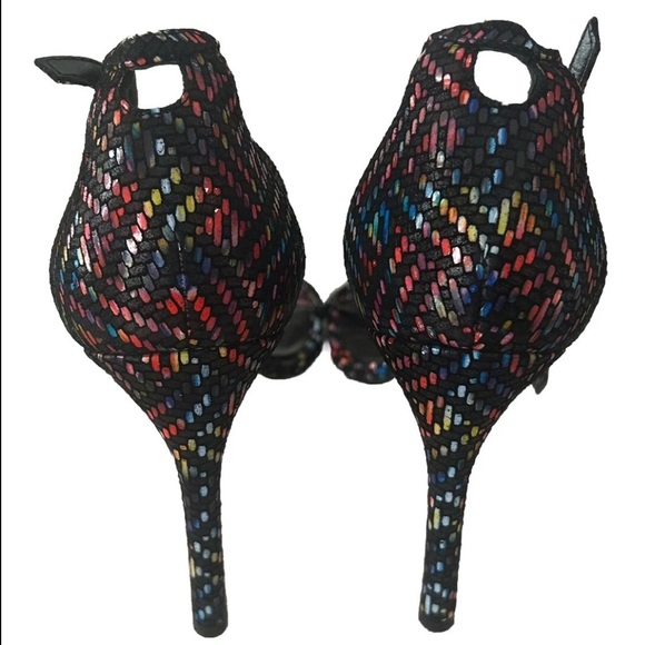 Stuart Weitzman 4” Heels Multicolor Suede Open Toe Iconic Nudist Ankle Strap 6.5 - Picture 4 of 11